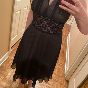 SOLD Black Chiffon Halter Cocktail Dress